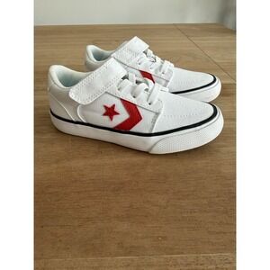 Converse One Star Youth Sneakers White Red Hook & Loop Shoes Size 12 Kids New